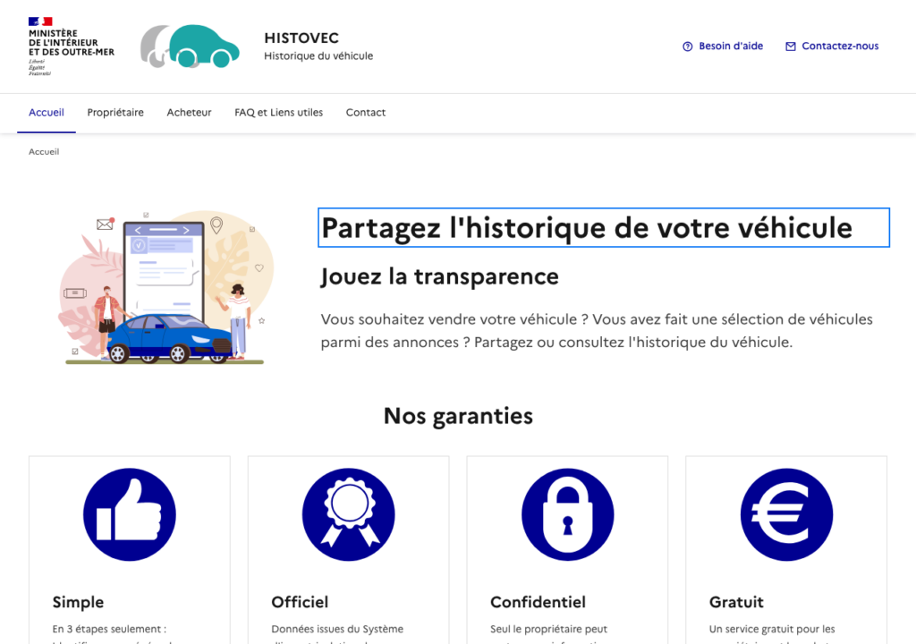 Capture d'écran du site histovec.interieur.gouv.fr
