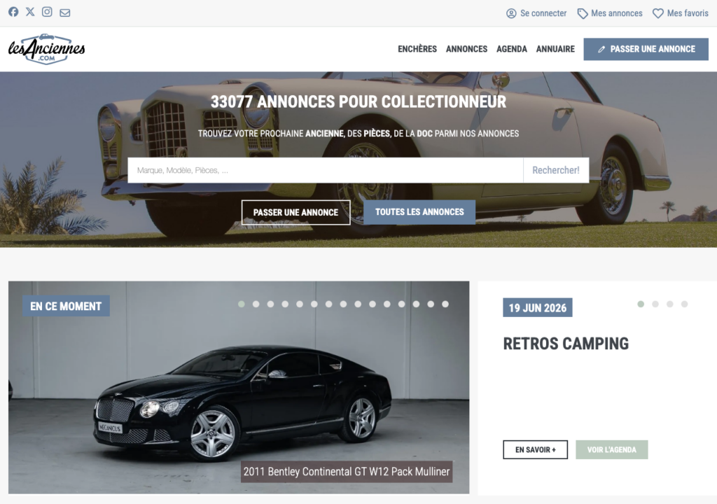 Capture d'écran du site lesanciennes.com