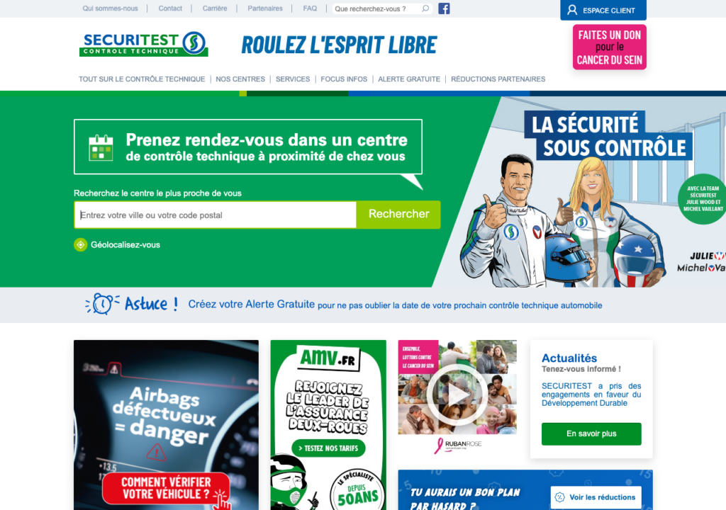 Capture d'écran du site securitest.fr