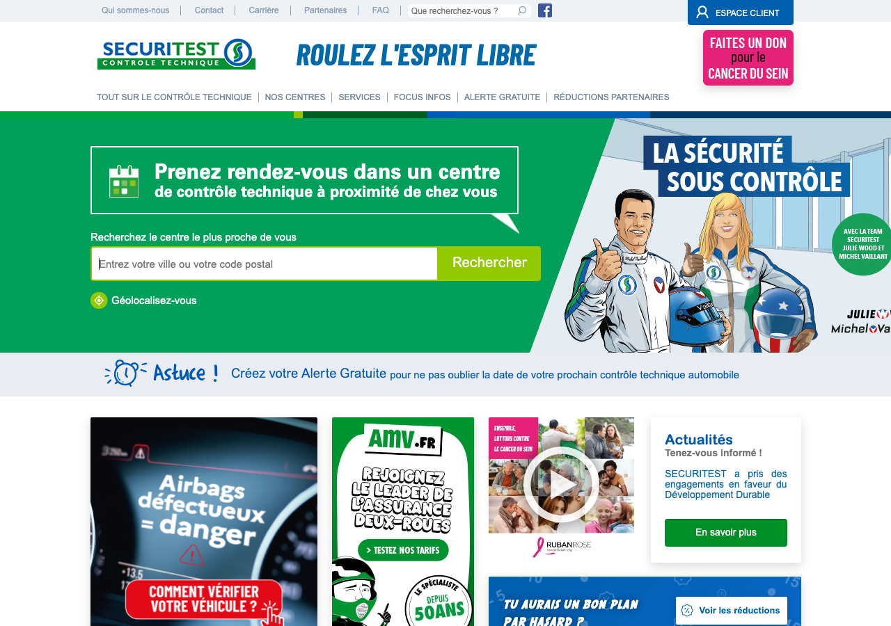 Capture d'écran du site securitest.fr